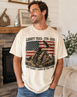 Liberty Trail 1776 Shirt, USA 250 Years Tee, Patriotic Western Horse Comfort Colors T-Shirt, Land Of The Free