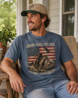 Liberty Trail 1776 Shirt, USA 250 Years Tee, Patriotic Western Horse Comfort Colors T-Shirt, Land Of The Free