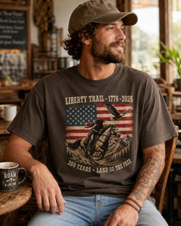 Liberty Trail 1776 Shirt, USA 250 Years Tee, Patriotic Western Horse Comfort Colors T-Shirt, Land Of The Free