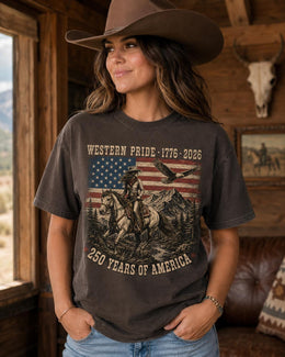 Western Pride 1776 Shirt, USA 250 Years Tee, Patriotic Horse Comfort Colors T-Shirt, Cowgirl America Gift