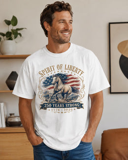 Spirit Of Liberty Horse Shirt, USA 250 Years Strong Tee, Patriotic Western Comfort Colors T-Shirt, 1776 Gift