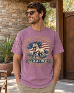 Spirit Of Liberty Horse Shirt, USA 250 Years Strong Tee, Patriotic Western Comfort Colors T-Shirt, 1776 Gift