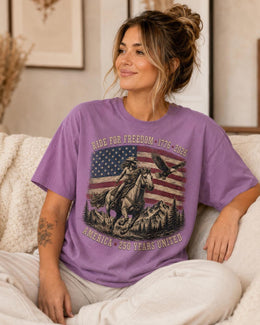 Ride For Freedom Shirt, USA 250 Years United Tee, Patriotic Western Horse Comfort Colors T-Shirt, 1776 Gift