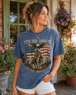 Saddle Up 1776 Shirt, American Legacy Tee, USA 250 Years Patriotic Western Horse Comfort Colors T-Shirt