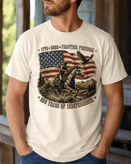 Frontier Freedom 1776 Shirt, USA 250 Years Independence Tee, Patriotic Western Horse Comfort Colors T-Shirt