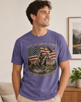Frontier Freedom 1776 Shirt, USA 250 Years Independence Tee, Patriotic Western Horse Comfort Colors T-Shirt