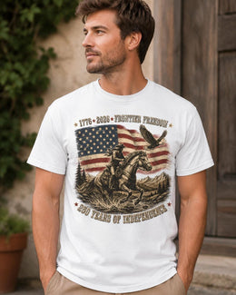 Frontier Freedom 1776 Shirt, USA 250 Years Independence Tee, Patriotic Western Horse Comfort Colors T-Shirt