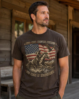 Frontier Freedom 1776 Shirt, USA 250 Years Independence Tee, Patriotic Western Horse Comfort Colors T-Shirt