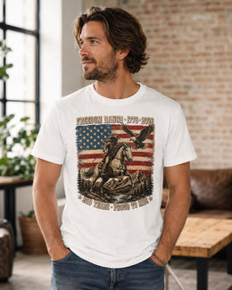 Freedom Ranch 1776 Shirt, Proud To Ride Tee, USA 250 Years Patriotic Western Horse Comfort Colors T-Shirt