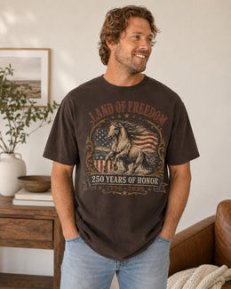 Land Of Freedom Horse Shirt, USA 250 Years Honor Tee, Patriotic Western Comfort Colors T-Shirt, 1776 Gift