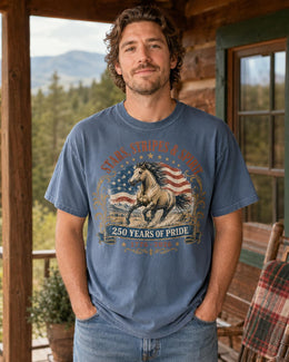 Stars Stripes Spirit Horse Shirt, USA 250 Years Pride Tee, Patriotic Western Comfort Colors Shirt, 1776 Gift