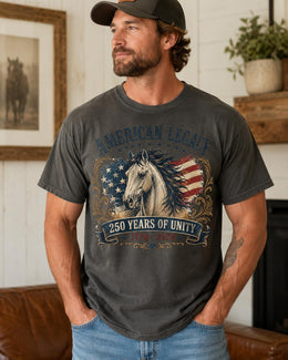 American Legacy Horse Shirt, USA 250 Years Unity Tee, Patriotic Western Comfort Colors T-Shirt, 1776 Gift