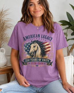 American Legacy Horse Shirt, USA 250 Years Unity Tee, Patriotic Western Comfort Colors T-Shirt, 1776 Gift