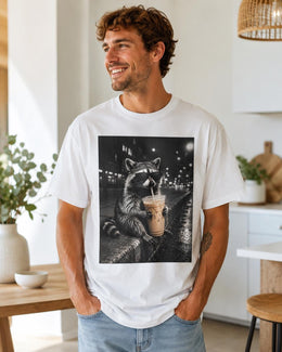 Raccoon Iced Coffee Shirt, Funny Coffee Lover Tee, Trash Panda Comfort Colors T-Shirt, Sarcastic Animal Gift