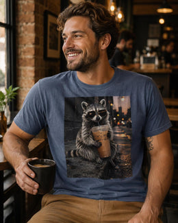Raccoon Iced Coffee Shirt, Funny Trash Panda Tee, Coffee Lover Comfort Colors T-Shirt, Cute Animal Gift