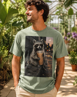 Raccoon Iced Coffee Shirt, Funny Trash Panda Tee, Coffee Lover Comfort Colors T-Shirt, Cute Animal Gift