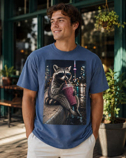 Raccoon Smoothie Shirt, Funny Trash Panda Tee, Cute Animal Comfort Colors T-Shirt, Berry Drink Lover Gift
