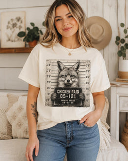 Chicken Raid Fox Shirt, Funny Fox Mugshot Tee, Cute Animal Comfort Colors T-Shirt, Fox Lover Gift