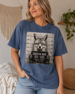 Chicken Raid Fox Shirt, Funny Fox Mugshot Tee, Cute Animal Comfort Colors T-Shirt, Fox Lover Gift