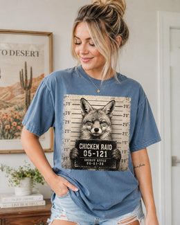 Chicken Raid Fox Shirt, Funny Fox Mugshot Tee, Cute Animal Comfort Colors T-Shirt, Fox Lover Gift