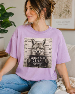 Chicken Raid Fox Shirt, Funny Fox Mugshot Tee, Cute Animal Comfort Colors T-Shirt, Fox Lover Gift