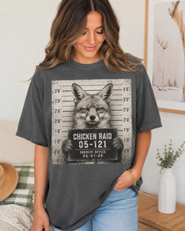Chicken Raid Fox Shirt, Funny Fox Mugshot Tee, Cute Animal Comfort Colors T-Shirt, Fox Lover Gift