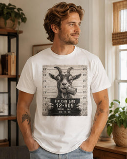 Tin Can Gang Goat Shirt, Funny Goat Mugshot Tee, Cute Farm Animal Comfort Colors T-Shirt, Goat Lover Gift
