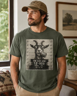 Tin Can Gang Goat Shirt, Funny Goat Mugshot Tee, Cute Farm Animal Comfort Colors T-Shirt, Goat Lover Gift