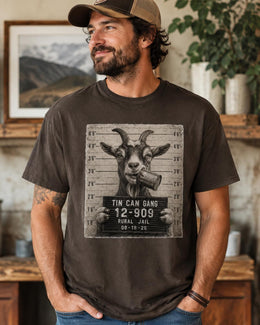 Tin Can Gang Goat Shirt, Funny Goat Mugshot Tee, Cute Farm Animal Comfort Colors T-Shirt, Goat Lover Gift