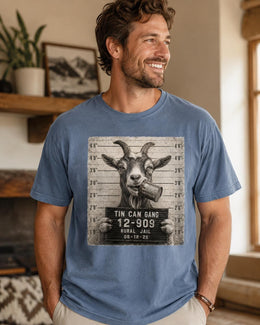 Tin Can Gang Goat Shirt, Funny Goat Mugshot Tee, Cute Farm Animal Comfort Colors T-Shirt, Goat Lover Gift