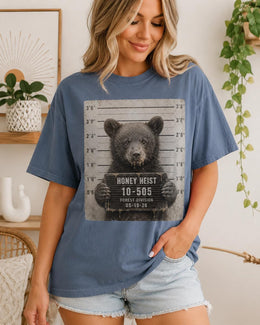 Honey Heist Bear Shirt, Funny Bear Cub Mugshot Tee, Cute Animal Comfort Colors T-Shirt, Bear Lover Gift