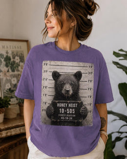 Honey Heist Bear Shirt, Funny Bear Cub Mugshot Tee, Cute Animal Comfort Colors T-Shirt, Bear Lover Gift
