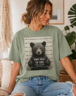 Honey Heist Bear Shirt, Funny Bear Cub Mugshot Tee, Cute Animal Comfort Colors T-Shirt, Bear Lover Gift