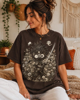 Spooky Ninja Shirt, Halloween Samurai Warrior Tee, Cute Dark Fantasy Comfort Colors T-Shirt, Anime Lover Gift