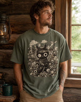 Spooky Cat Samurai Shirt, Halloween Ninja Cat Tee, Creepy Cute Comfort Colors T-Shirt, Anime Cat Lover Gift