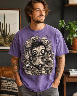 Spooky Voodoo Doll Shirt, Creepy Cute Halloween Tee, Dark Fantasy Comfort Colors T-Shirt, Goth Anime Lover Gift