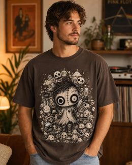 Spooky Voodoo Doll Shirt, Creepy Cute Halloween Tee, Dark Fantasy Comfort Colors T-Shirt, Goth Anime Lover Gift