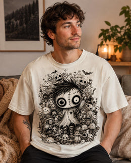 Spooky Voodoo Doll Shirt, Creepy Cute Halloween Tee, Dark Fantasy Comfort Colors T-Shirt, Goth Anime Lover Gift