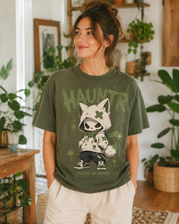 Hauntr Skeleton Fox Shirt, Creepy Cute Anime Hoodie Character Comfort Colors T-Shirt, Goth Halloween Gift