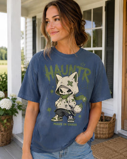 Hauntr Skeleton Fox Shirt, Creepy Cute Anime Hoodie Character Comfort Colors T-Shirt, Goth Halloween Gift