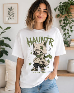 Hauntr Skeleton Fox Shirt, Creepy Cute Anime Hoodie Character Comfort Colors T-Shirt, Goth Halloween Gift