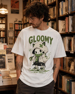 Gloomy Skeleton Cat Shirt, Creepy Cute Anime Hoodie Tee, Goth Comfort Colors T-Shirt, Spooky Cat Lover Gift