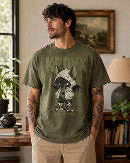 Krovx Bat Cat Shirt, Creepy Cute Anime Hoodie Tee, Goth Streetwear Comfort Colors T-Shirt, Spooky Halloween Gift