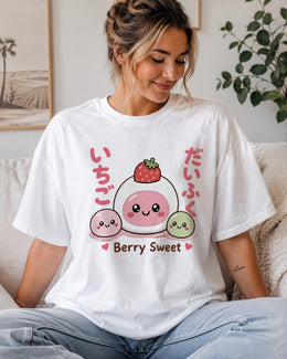 Berry Sweet Shirt, Cute Kawaii Strawberry Mochi Tee, Japanese Dessert Comfort Colors T-Shirt, Sweet Foodie Gift