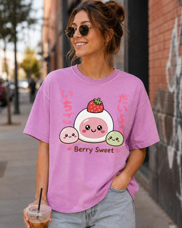 Berry Sweet Shirt, Cute Kawaii Strawberry Mochi Tee, Japanese Dessert Comfort Colors T-Shirt, Sweet Foodie Gift