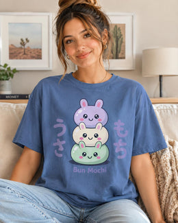Bun Mochi Shirt, Cute Kawaii Bunny Mochi Tee, Japanese Dessert Comfort Colors T-Shirt, Pastel Foodie Gift