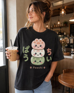Pawchi Mochi Shirt, Cute Kawaii Paw Dessert Tee, Japanese Comfort Colors T-Shirt, Cat Dog Lover Gift