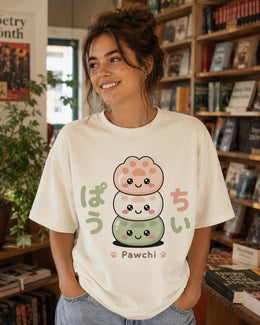 Pawchi Mochi Shirt, Cute Kawaii Paw Dessert Tee, Japanese Comfort Colors T-Shirt, Cat Dog Lover Gift