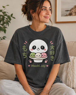 Mochi Joy Panda Shirt, Cute Kawaii Panda Dessert Tee, Japanese Comfort Colors T-Shirt, Sweet Foodie Gift