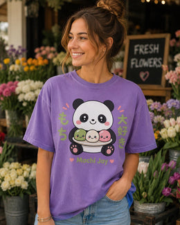 Mochi Joy Panda Shirt, Cute Kawaii Panda Dessert Tee, Japanese Comfort Colors T-Shirt, Sweet Foodie Gift